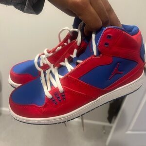 Jordan Kids Red and Blue High-Top Sneakers